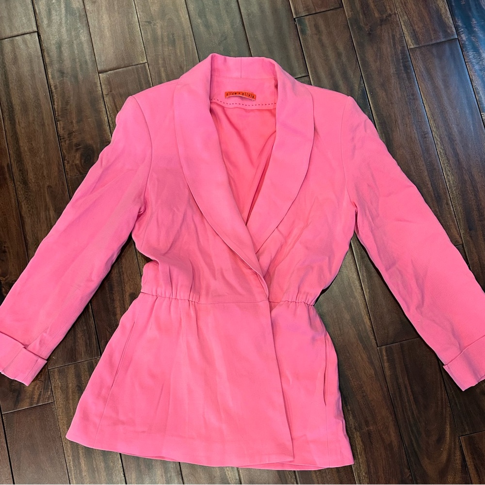 Alice + Olivia Bright Pink Double Breasted Blazer with Elastic Waist size XS - Picture 2 of 4
